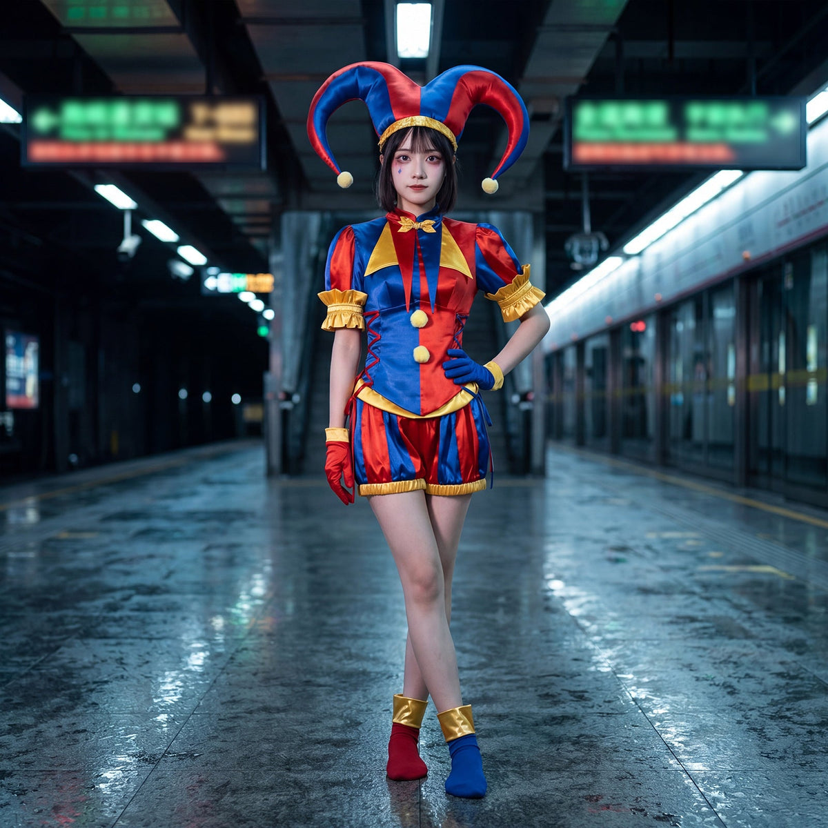 The Amazing Digital Circus Jester Pomni Joker Cosplay Costumes Halloween Party Clown Outfit