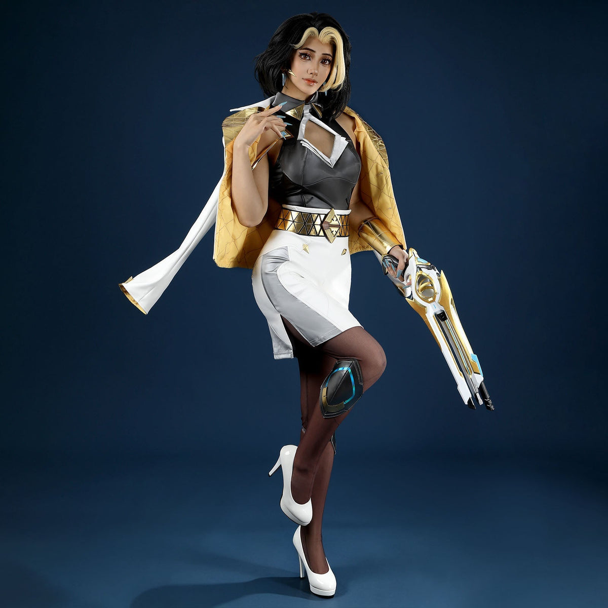 Overwatch Domina Golden Outfit Top Level Fullset Cosplay CostumesThemed Carnival Party Outfit