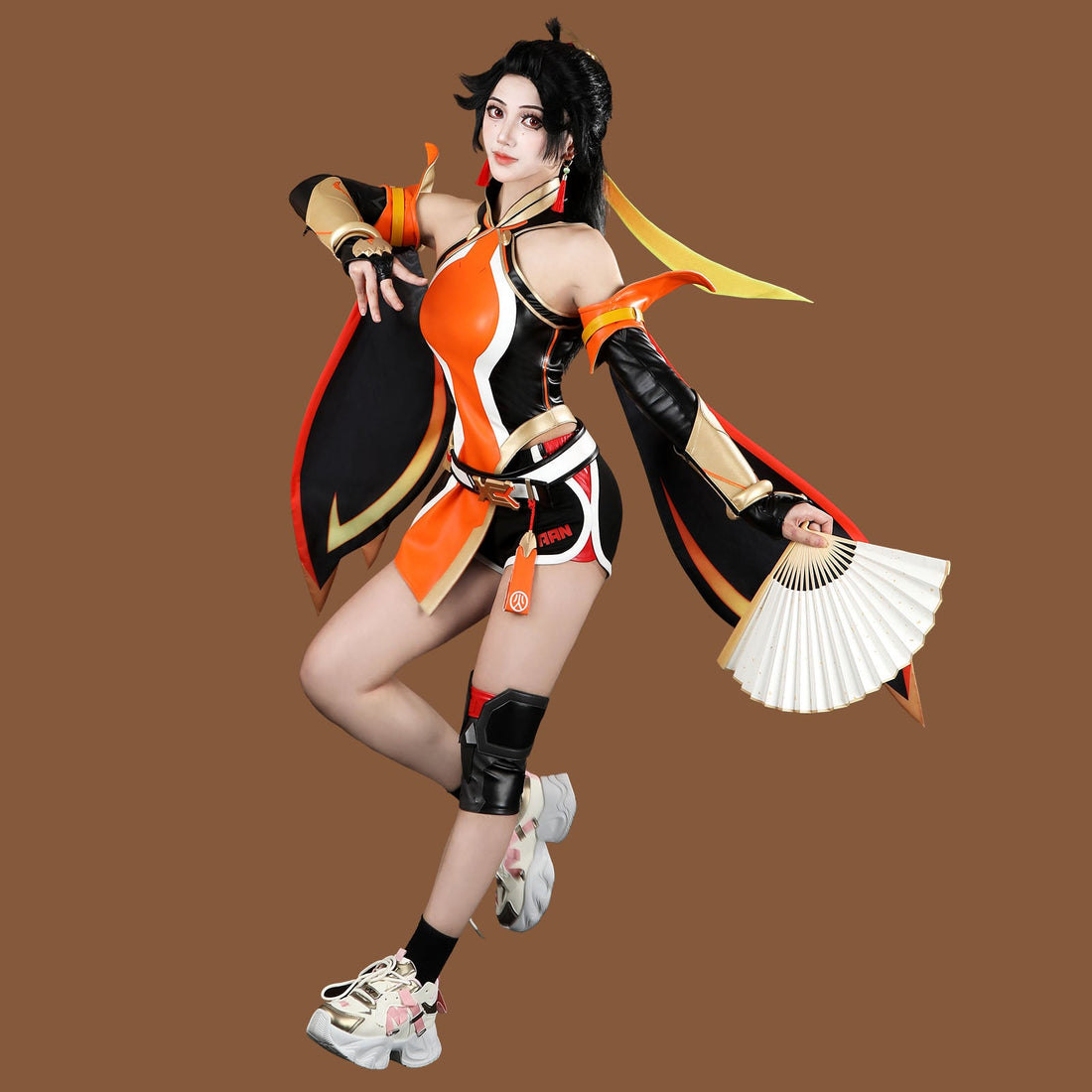 Overwatch Anran Orange Outfit Top Level Fullset Cosplay CostumesThemed Carnival Party Outfit