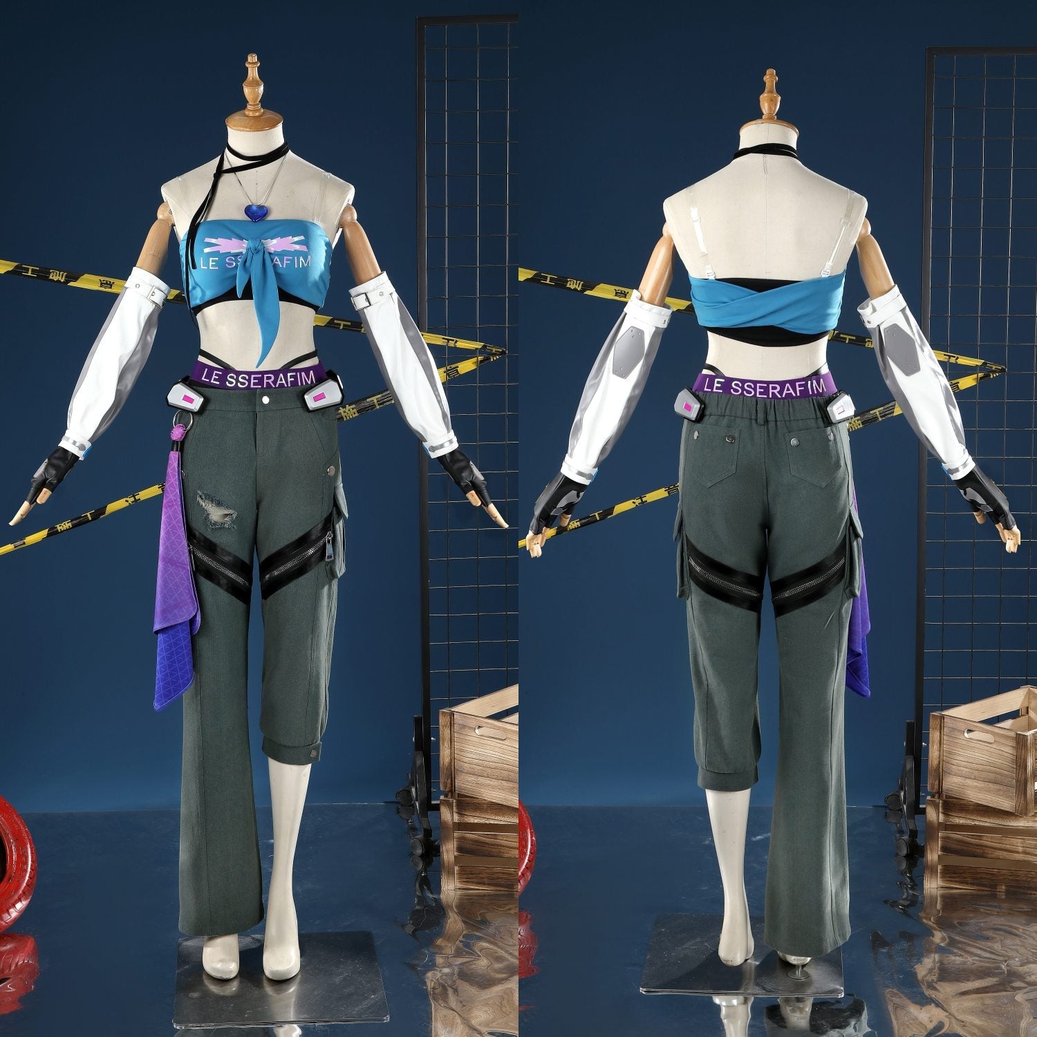 Overwatch 2 X LE SSERAFIM FEARLESS D.VA Blue Cosplay CostumesThemed Carnival Party Outfit