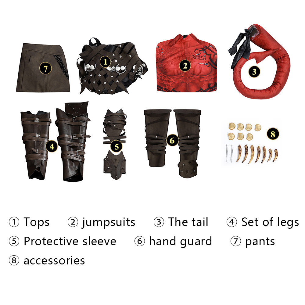 Baldur's Gate 3 Karlach Top Level Full Set Female Cosplay CostumesThemed Carnival Party Outfit