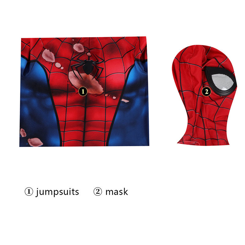 Spider-Man PS5 Classic Suit Damaged Children Jumpsuit Cosplay Costumes