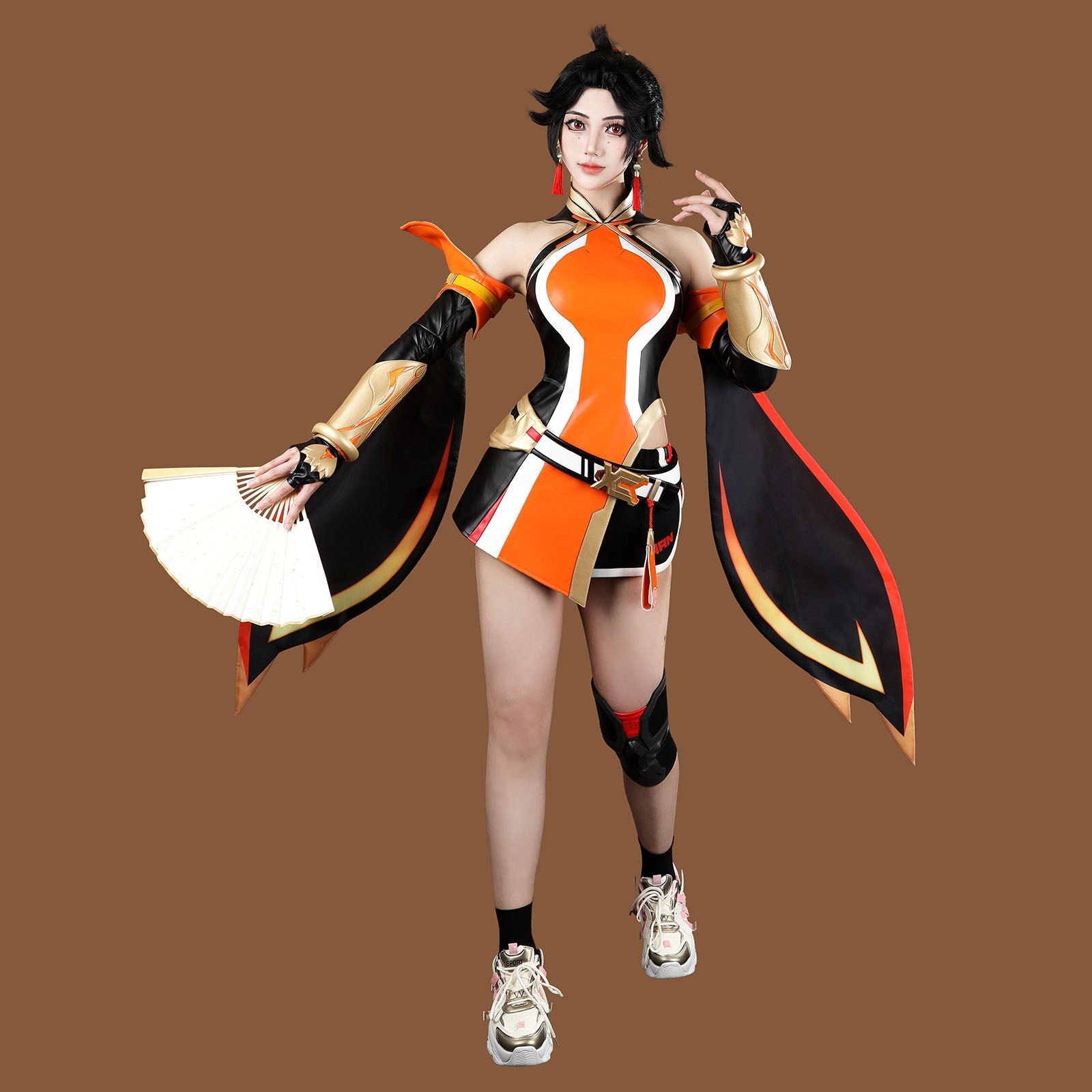 Overwatch Anran Orange Outfit Top Level Fullset Cosplay CostumesThemed Carnival Party Outfit