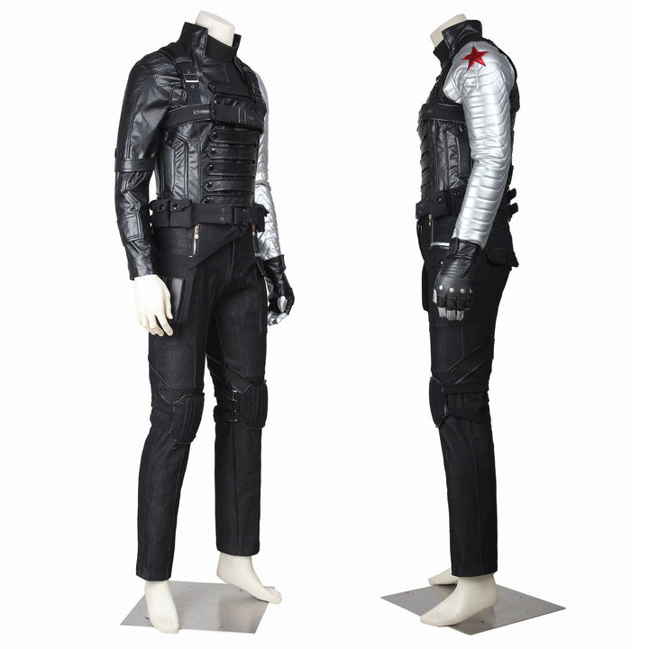 Captain America 2 Winter Soldier Bucky Barnes Male Fullset Cosplay CostumesThemed Carnival Party Outfit