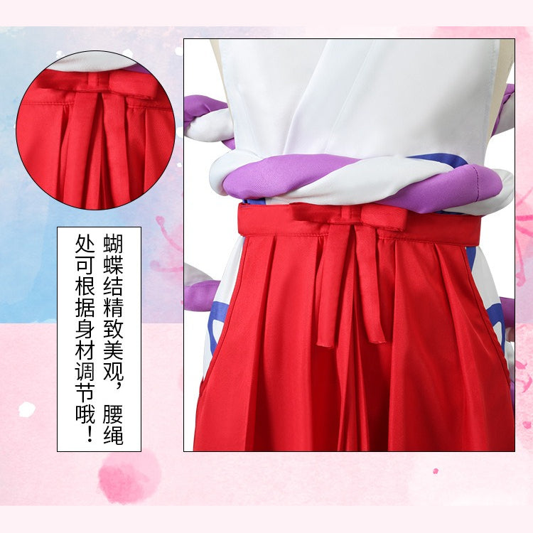 Anime Navigation Yamato Red White Kimono Fullset One Piece Cosplay Costumes