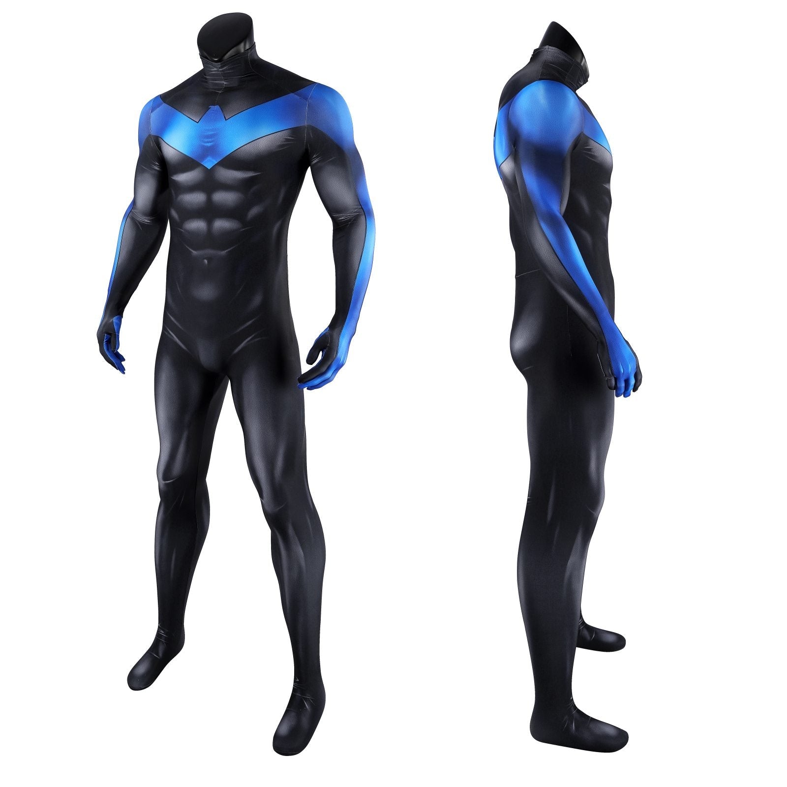 Nightwing Blue Battle Suit Jumpsuit Eye Mask Cosplay Costumes