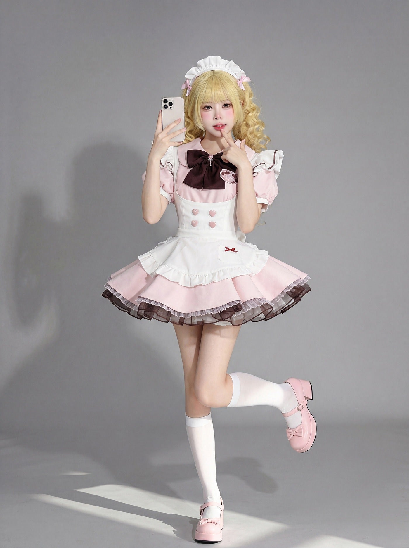 Japanese Sweet Lolita Maid Cosplay Dress Puff Sleeve Dress