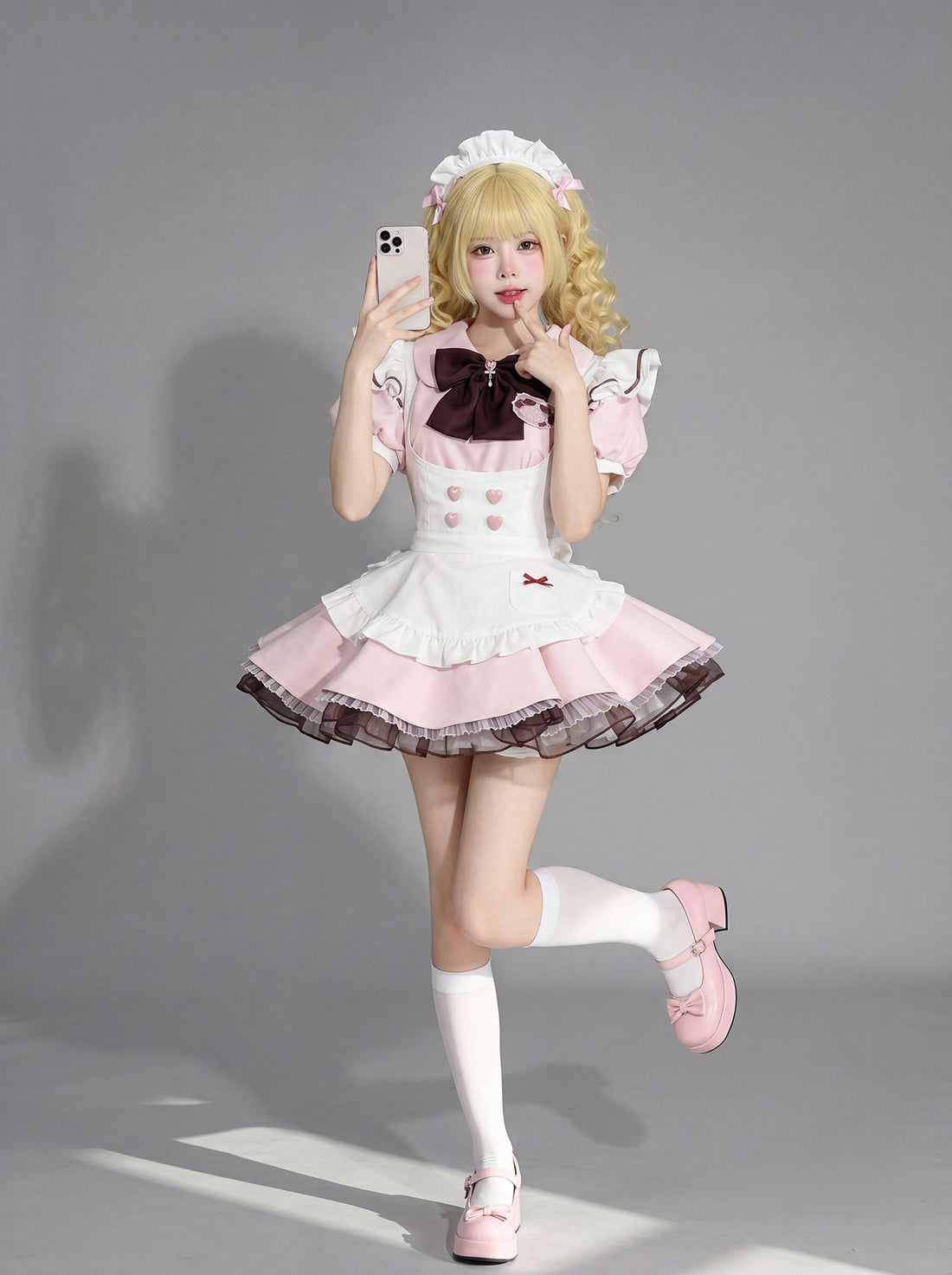 Japanese Sweet Lolita Maid Cosplay Dress Puff Sleeve Dress