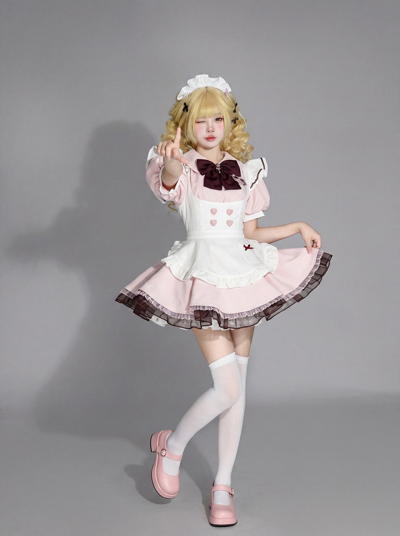 Japanese Sweet Lolita Maid Cosplay Dress Puff Sleeve Dress