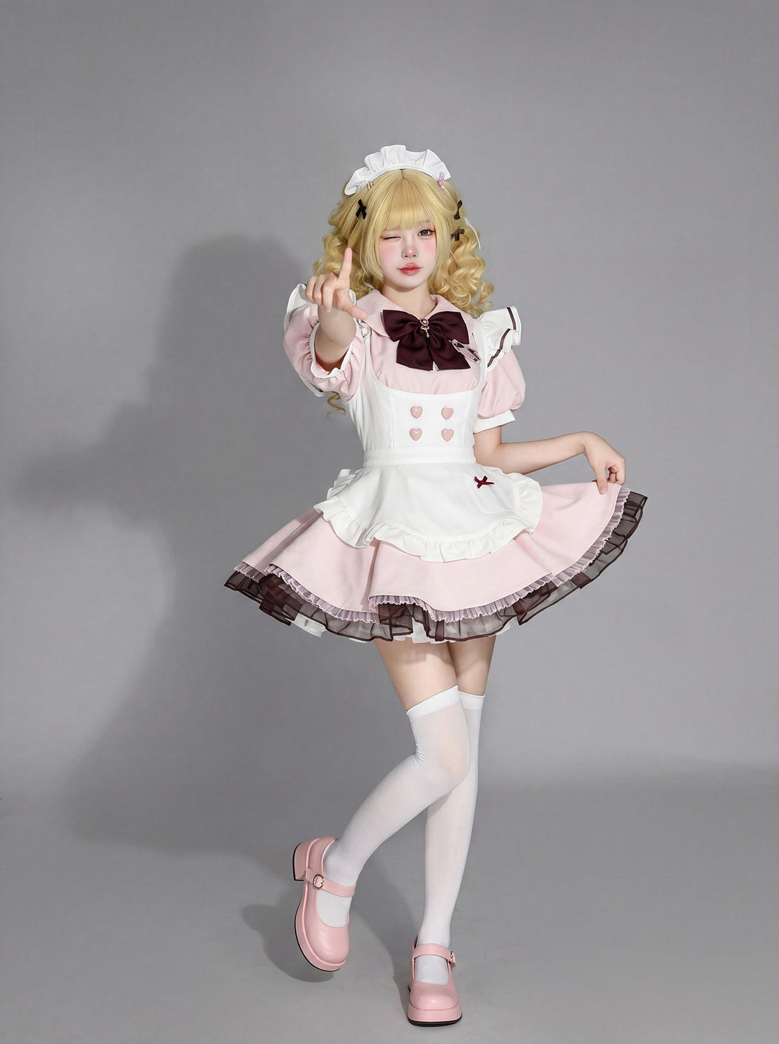 Japanese Sweet Lolita Maid Cosplay Dress Puff Sleeve Dress
