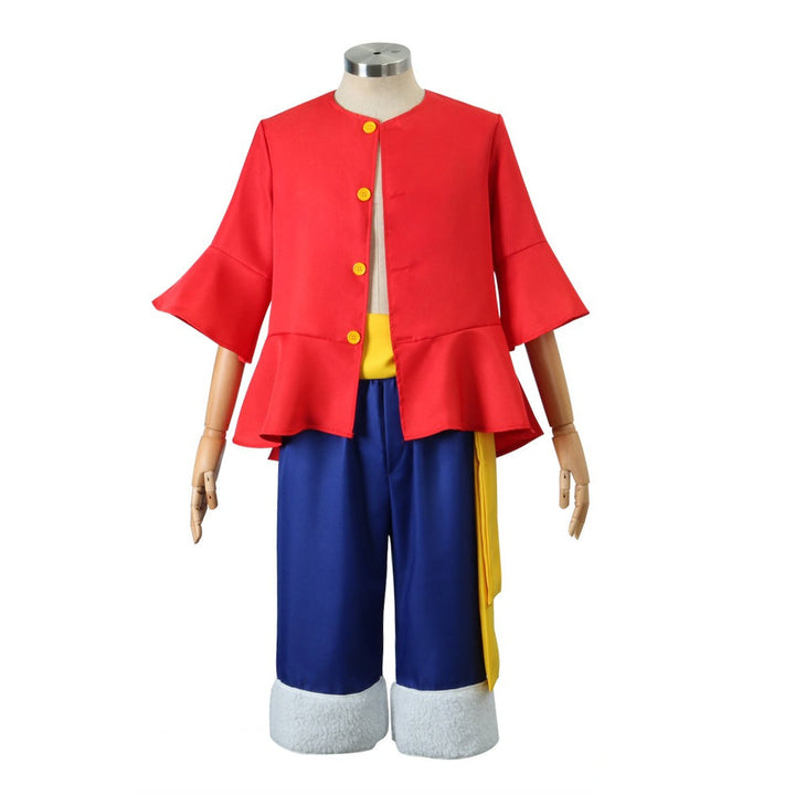 Anime Navigation Monkey D. Luffy Red Shirt Fullset One Piece Cosplay Costumes