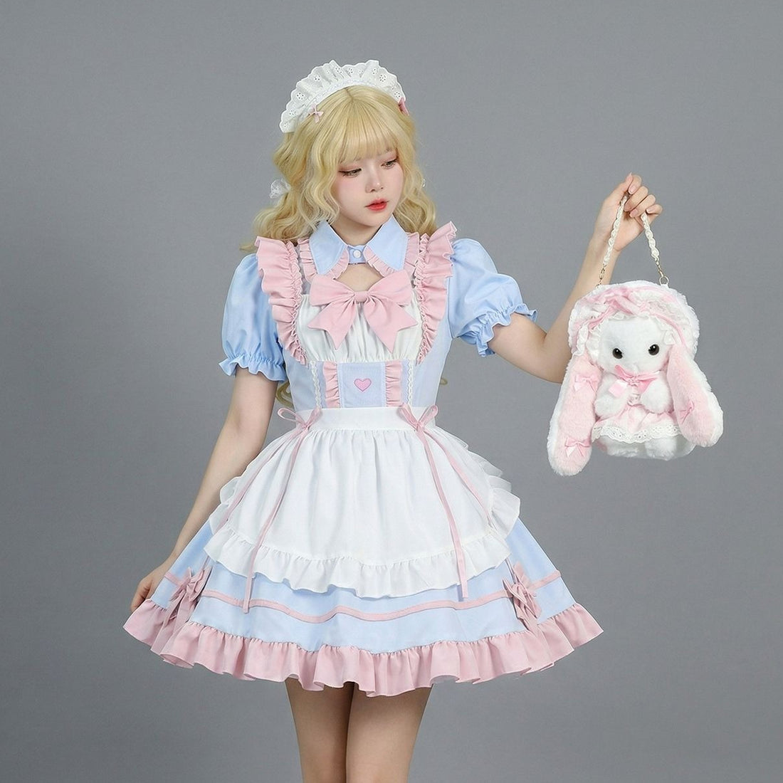 Enchanting Pink Lolita Maid Outfit Streamers Cosplay Dress