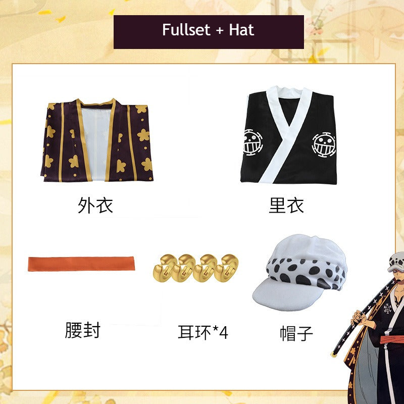 Anime Navigation Trafalgar D. Water Law Kimono One Piece Cosplay Costumes