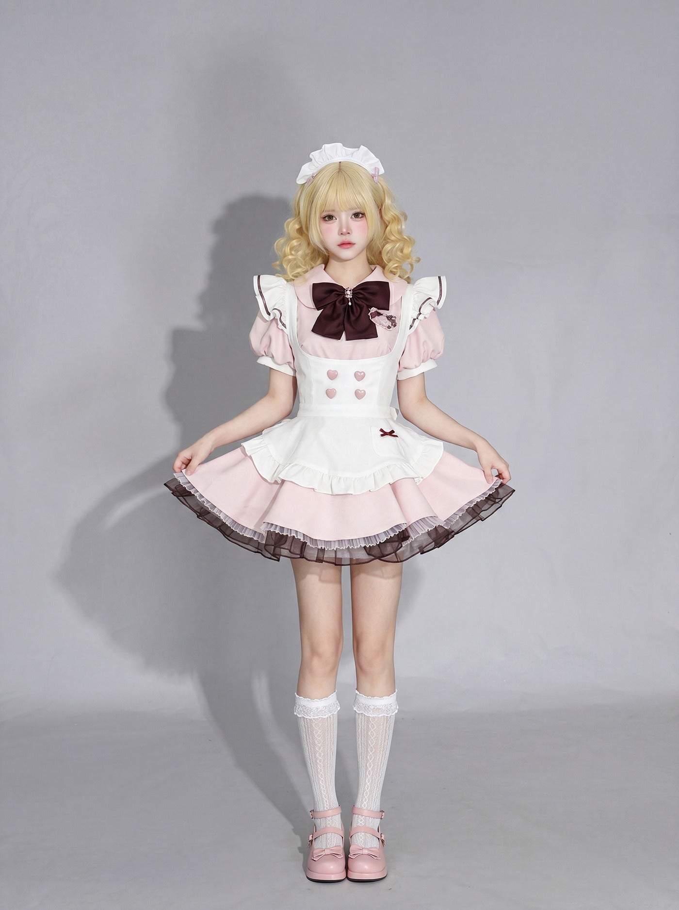 Japanese Sweet Lolita Maid Cosplay Dress Puff Sleeve Dress