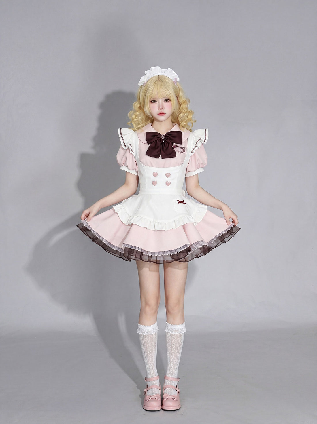 Japanese Sweet Lolita Maid Cosplay Dress Puff Sleeve Dress