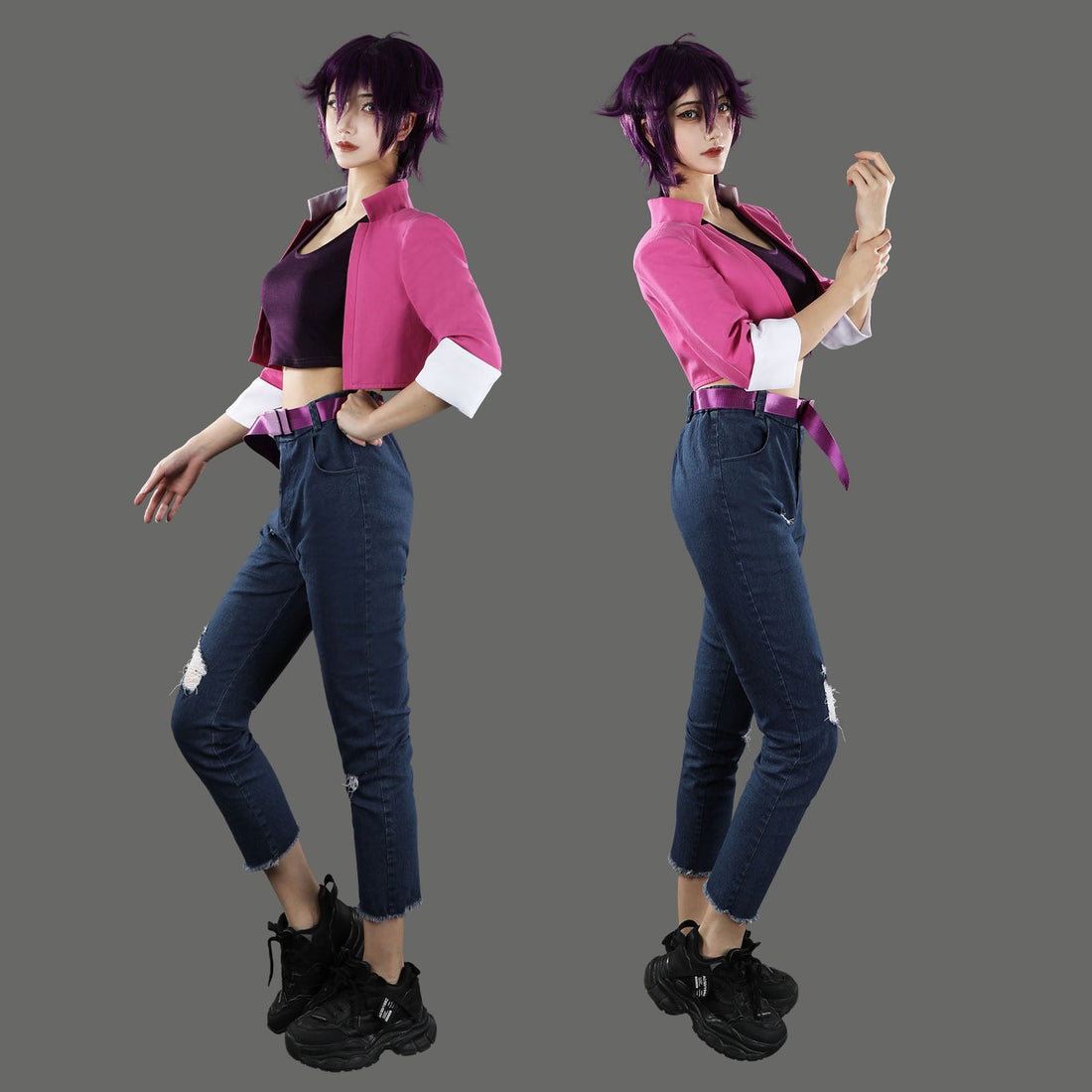 Dispatch Invisigal Pink Jacket and Jeans Outfit Cosplay Costumes