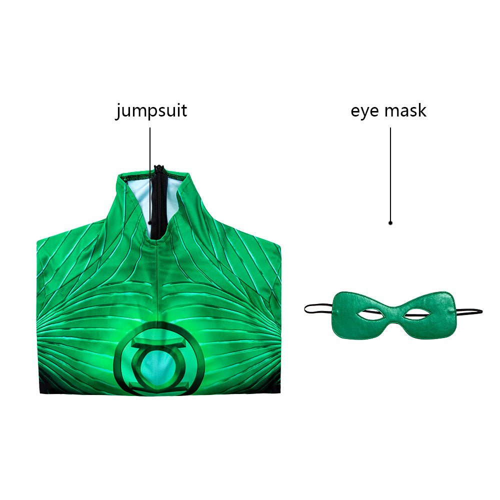 Green Lantern Hal Jordan Male Jumpsuit with Eyemask Cosplay Costumes