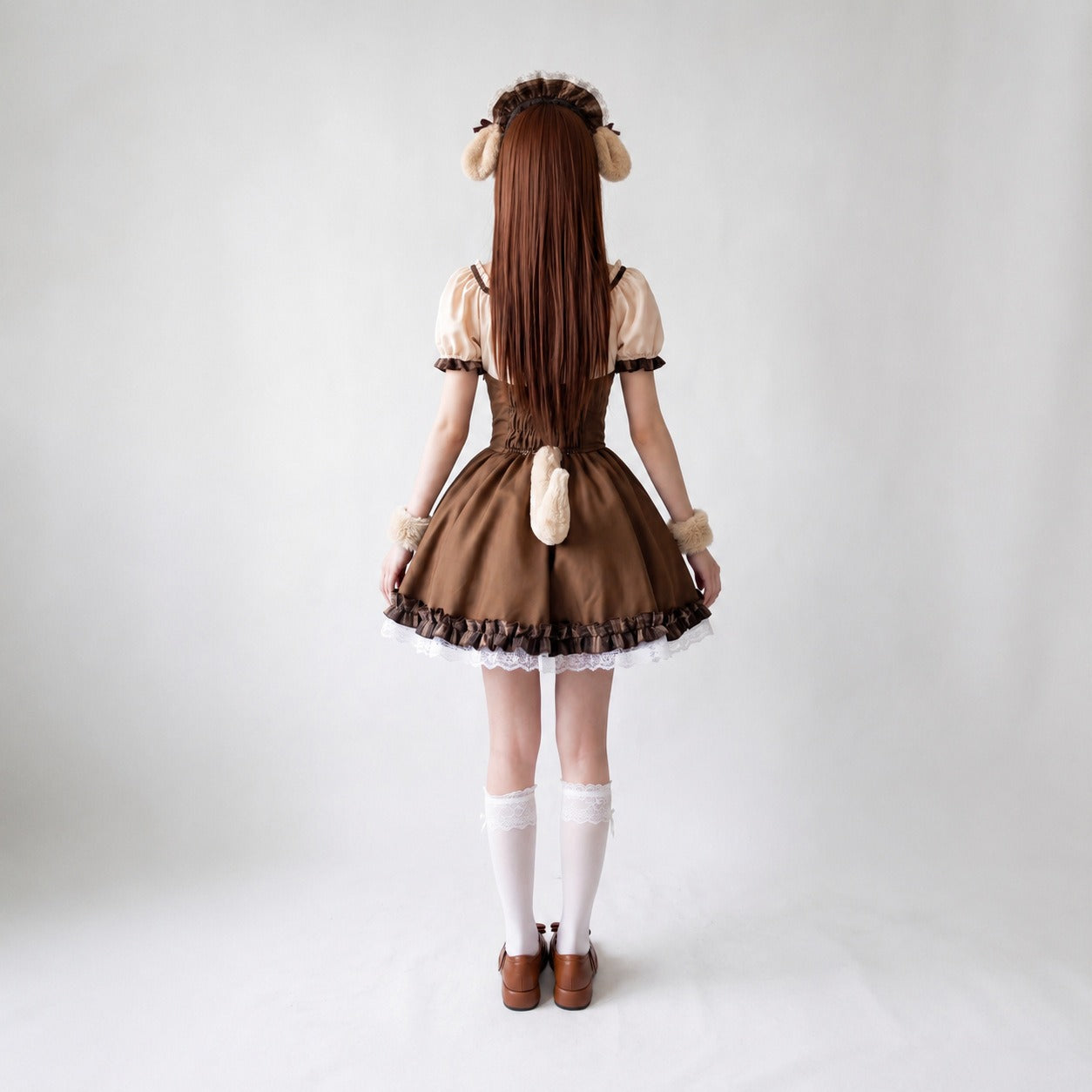 Japanese Shiba Inu Lolita Dress Corset Puff Sleeves Maid Outfit Cosplay
