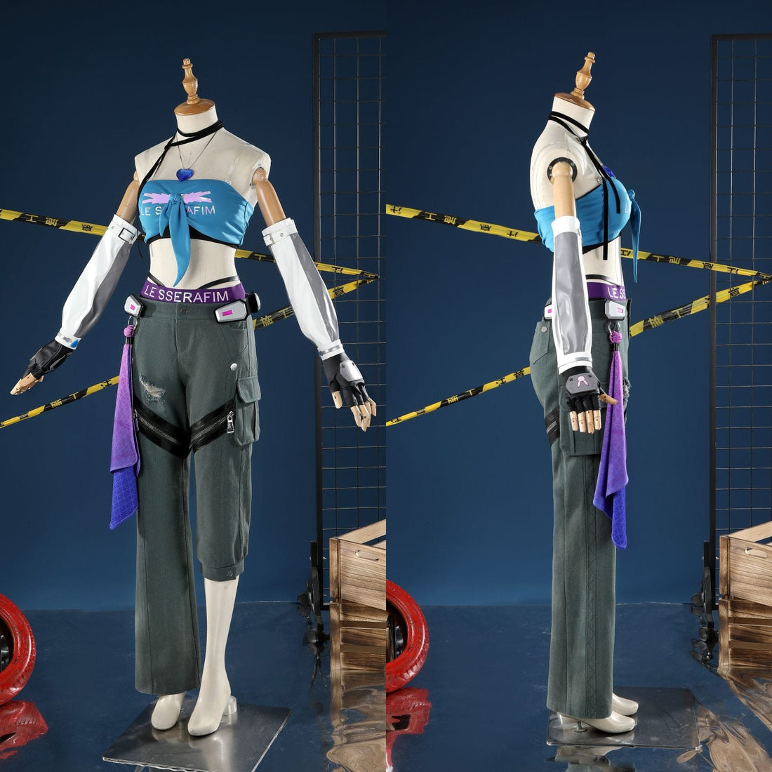 Overwatch 2 X LE SSERAFIM FEARLESS D.VA Blue Cosplay CostumesThemed Carnival Party Outfit