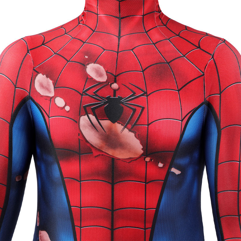 Spider-Man PS5 Classic Suit Damaged Children Jumpsuit Cosplay Costumes