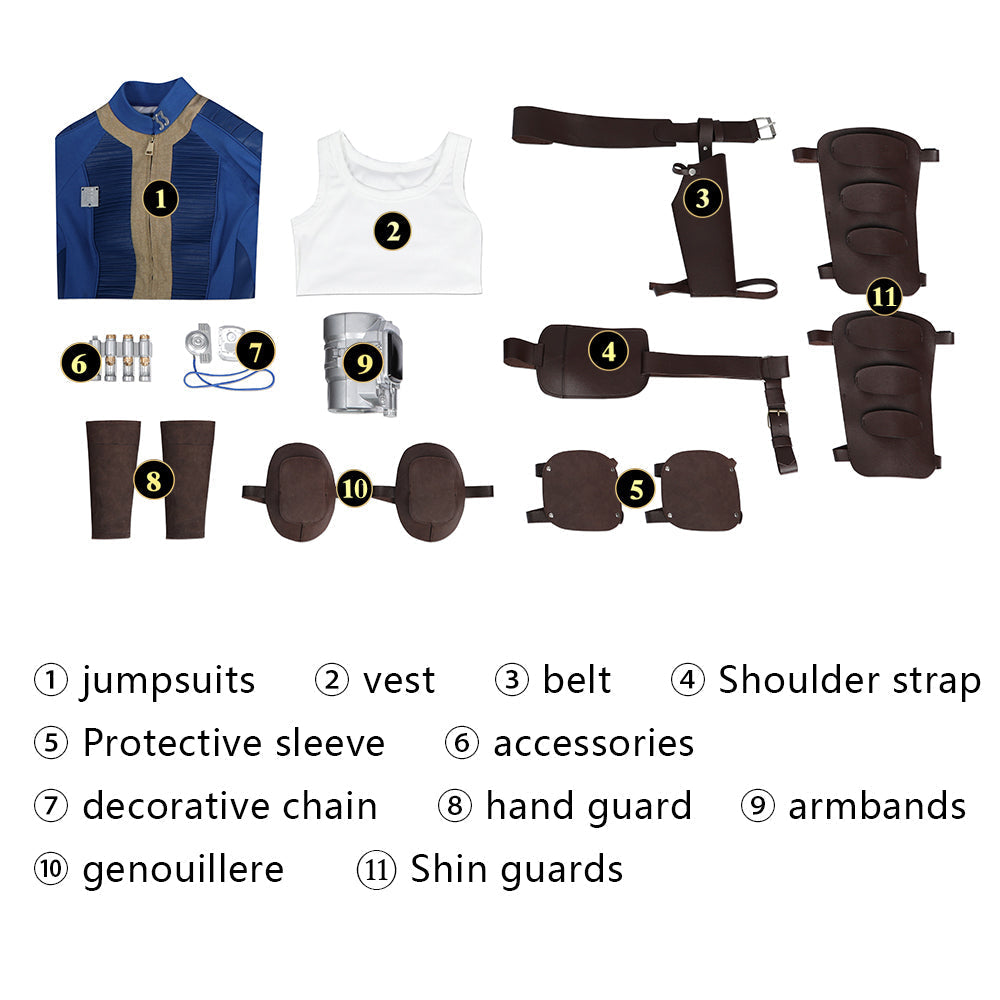 Movie Fallout Vault Season 1 Lucy #33 Female Uniform Full Set Cosplay CostumesThemed Carnival Party Outfit