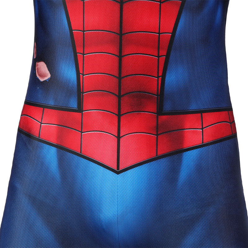 Spider-Man PS5 Classic Suit Damaged Children Jumpsuit Cosplay Costumes