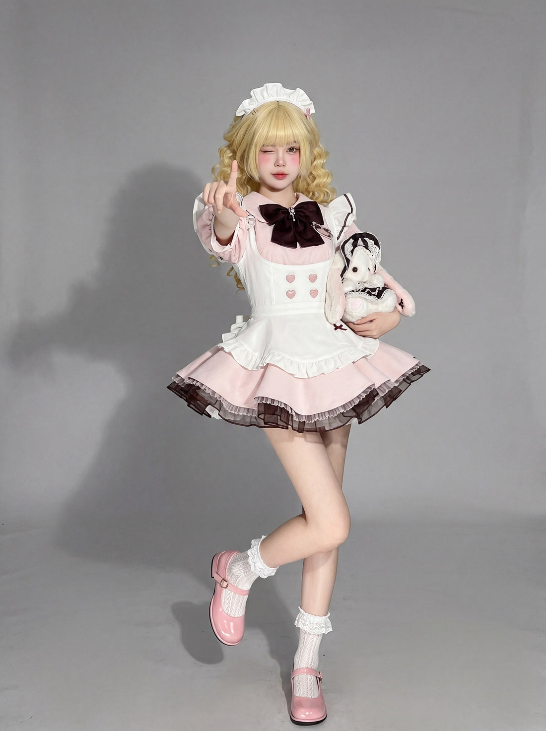 Japanese Sweet Lolita Maid Cosplay Dress Puff Sleeve Dress