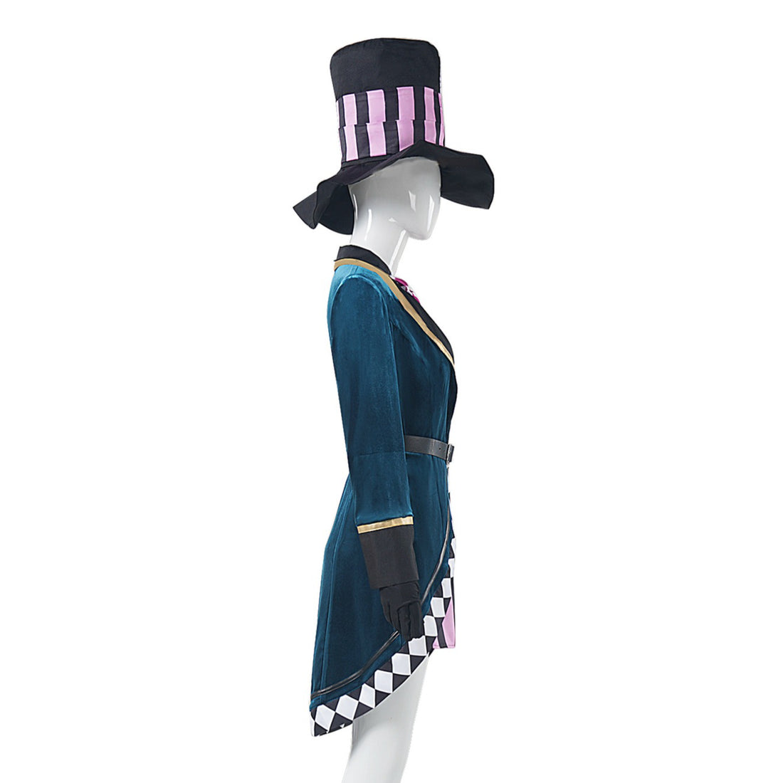 Women's Mad Hatter Costume - Alice Style Deluxe Magician Cosplay Outfit with Top Hat