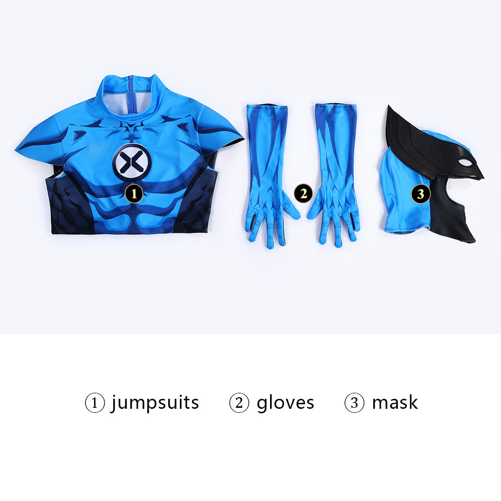 Fantastic Four Wolverine Cosplay Costumes Halloween Blue Jumpsuit for Themed Party OutfitThemed Carnival Party Outfit