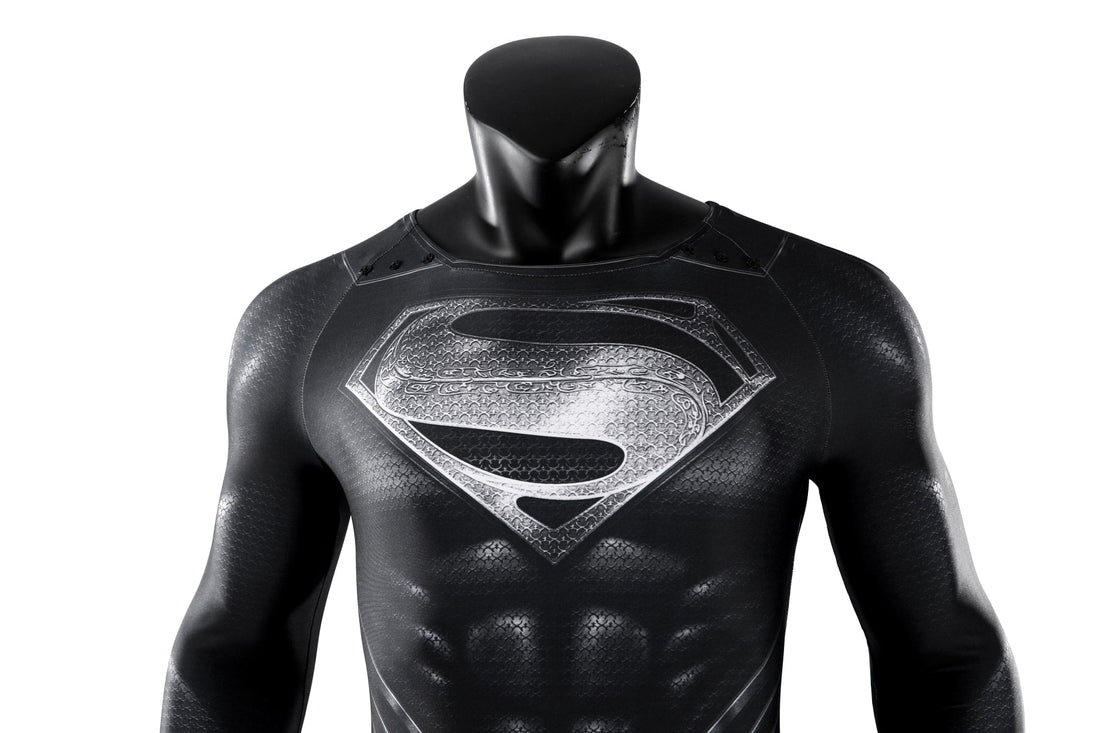 Justice League Superman Black Suit Jumpsuit with Cloak Cosplay Costumes
