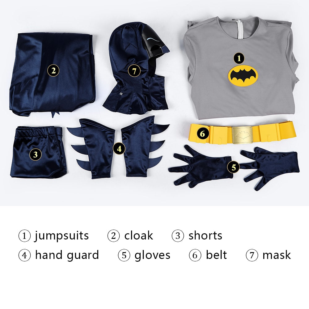 Retro Batman 1966 Adam West Top Level Movie Cosplay CostumesThemed Carnival Party Outfit