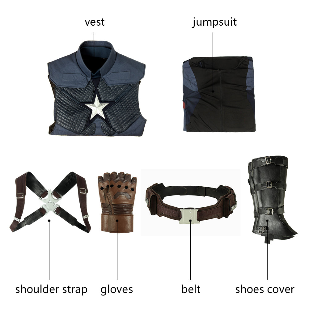 Avengers 4 Endgame Captain America Steve Rogers Male Leather Cosplay CostumesThemed Carnival Party Outfit