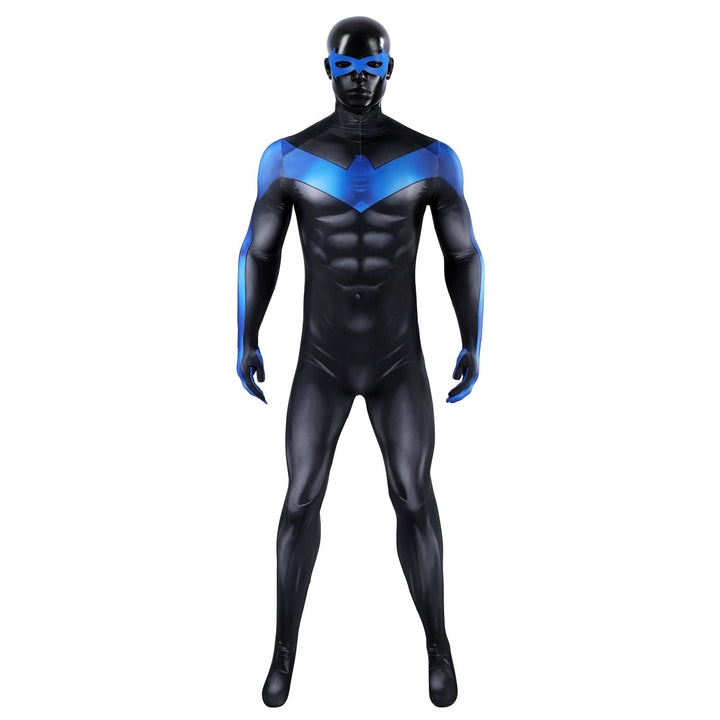 Nightwing Blue Battle Suit Jumpsuit Eye Mask Cosplay Costumes