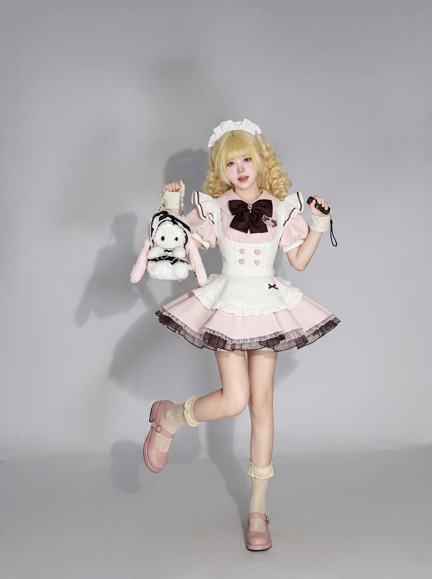 Japanese Sweet Lolita Maid Cosplay Dress Puff Sleeve Dress