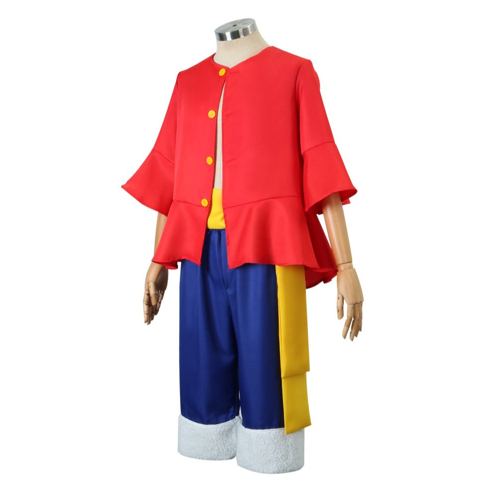 Anime Navigation Monkey D. Luffy Red Shirt Fullset One Piece Cosplay Costumes