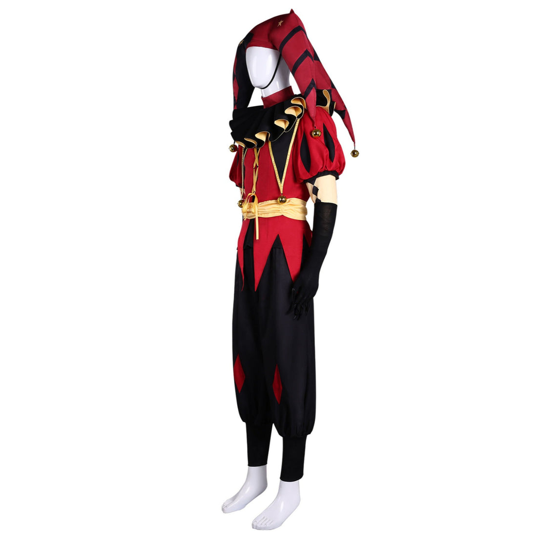 The Freak Circus Pierrot Harlequin Jester Cosplay Costumes Halloween Clown Carnival Party Outfit