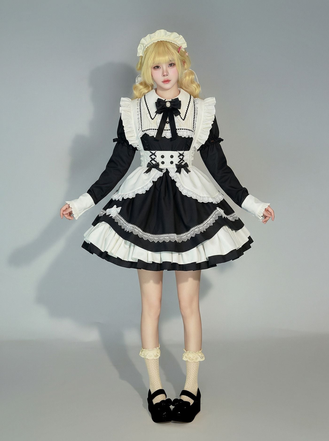 Detachable Sleeves Lolita Maid Dress Cosplay & Livestream Outfit