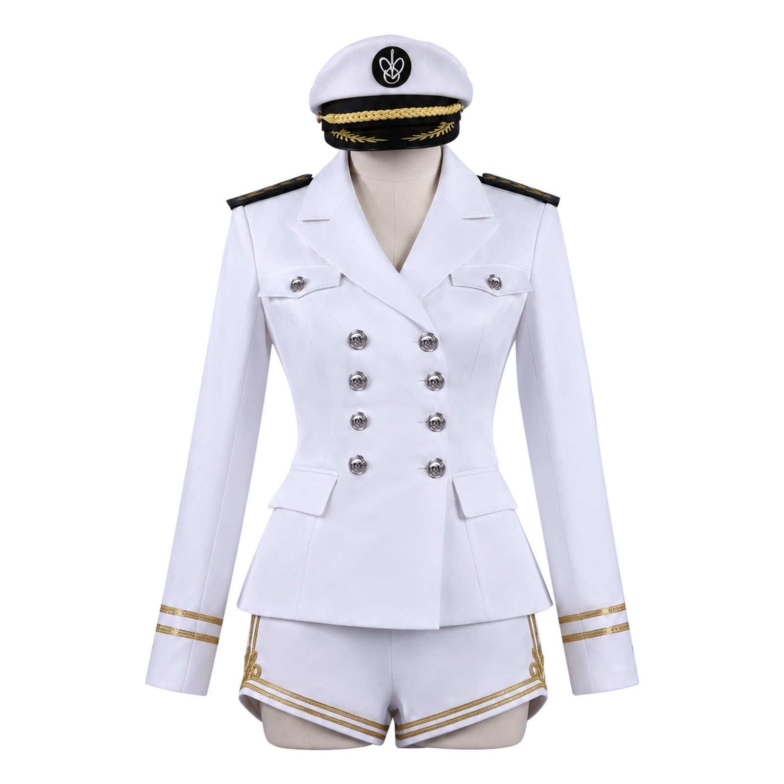 K-Pop Girl IVE Jang Won Young Same Style White Sailor Navy Uniform Stage Outfit