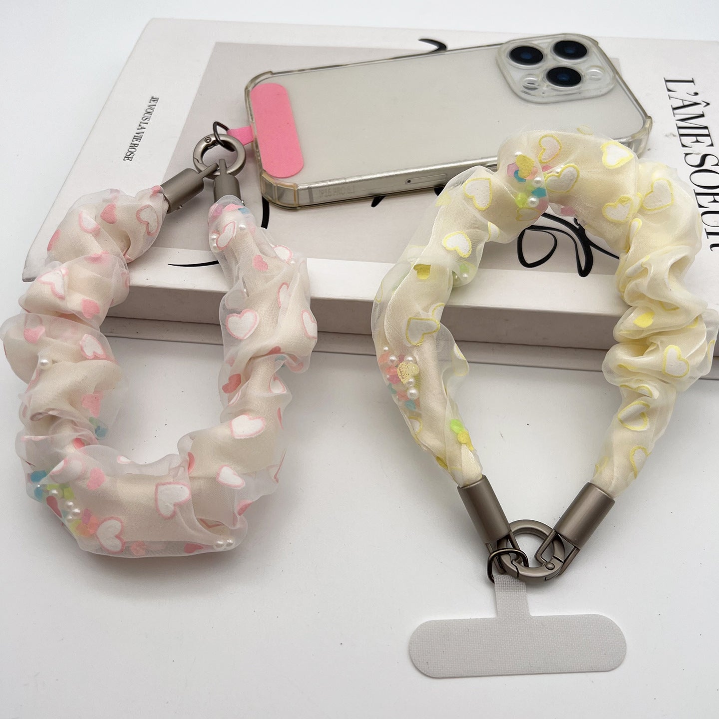 Floral Tulle Wrist Phone Strap with Tether Tabs – Colon-shaped Wristlet & Hand Lanyard