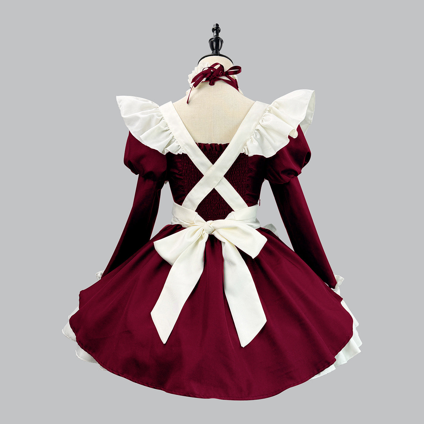 Gothic Lace Puff Sleeve Maid Outfit Game Streamers Cosplay Dress