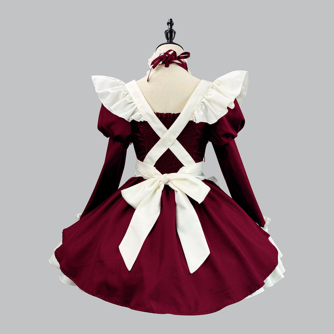 Gothic Lace Puff Sleeve Maid Outfit Game Streamers Cosplay Dress