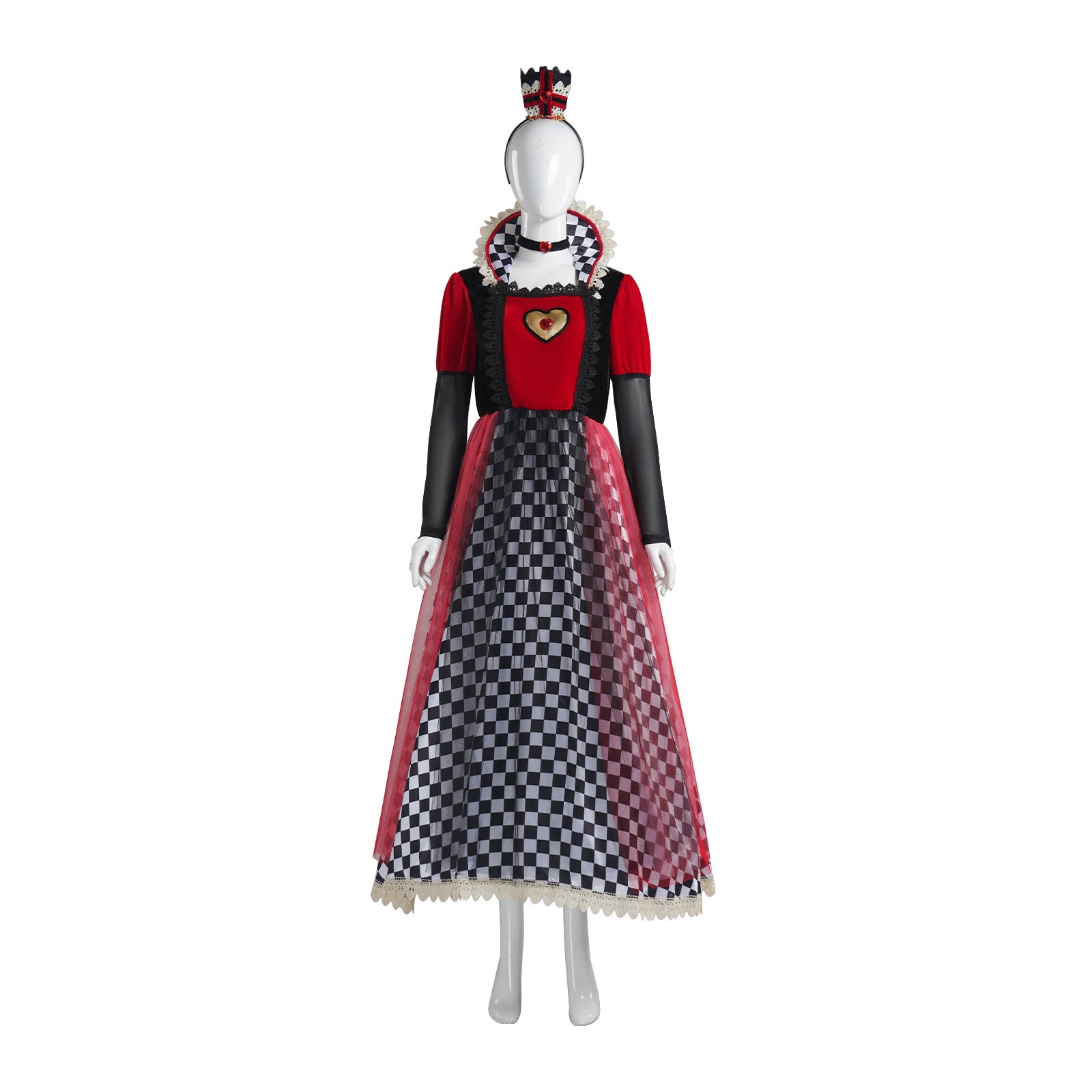 Women's Queen of Hearts Costume - Alice Style Evil Red Queen Halloween Cosplay Dress