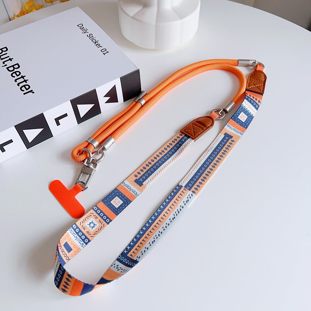 Trendy Patterns Woven Tape Crossbody Phone Strap with Tabs – Adjustable Wristlet & Hand Lanyard