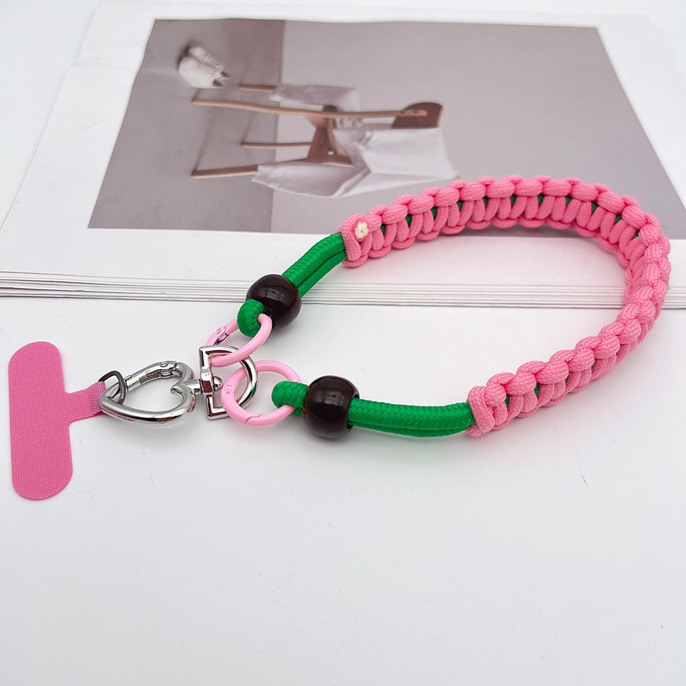 Contrast Color Wrapped Wrist Phone Strap with Tether Tabs – Hand Woven Wristlet & Hand Lanyard