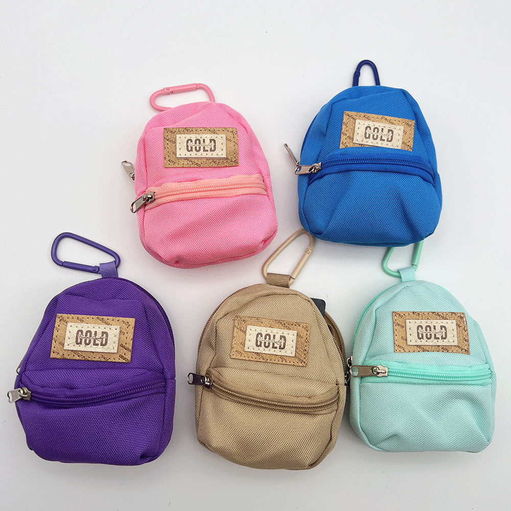 Gold Mini Coin Purse Headphone Bag with Carabiner – Mini Backpack Phone Charm Accessory