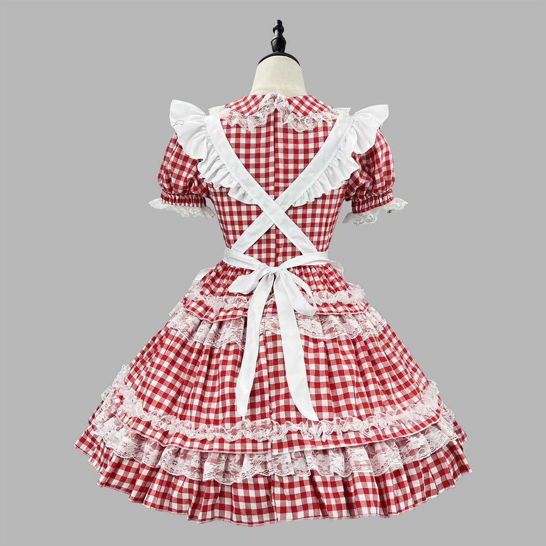 Pink Plaid Sweet Idol Maid Cosplay Outfit Lolita Dress