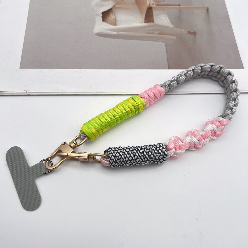 Multicolor Twisted Wrist Phone Strap with Tether Tabs – Hand Woven Wrapped Wristlet & Hand Lanyard