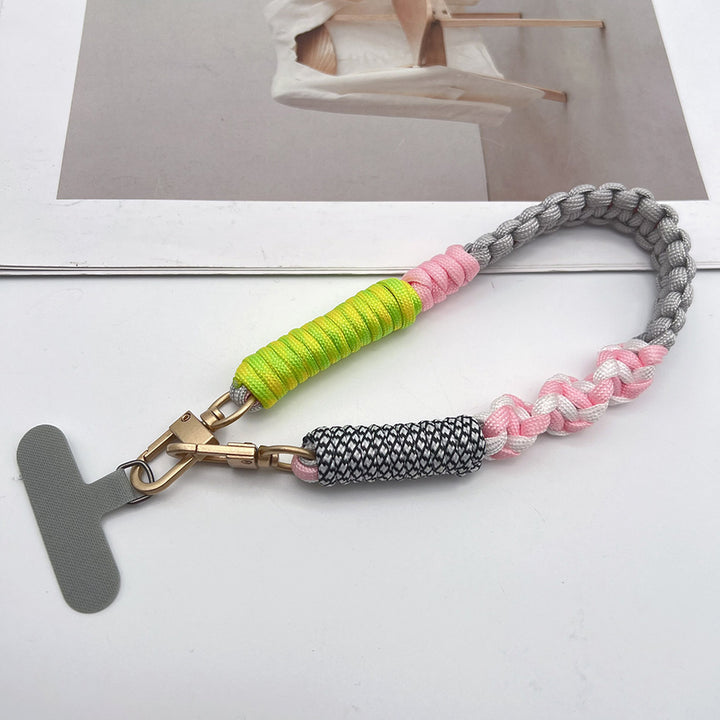 Multicolor Twisted Wrist Phone Strap with Tether Tabs – Hand Woven Wrapped Wristlet & Hand Lanyard