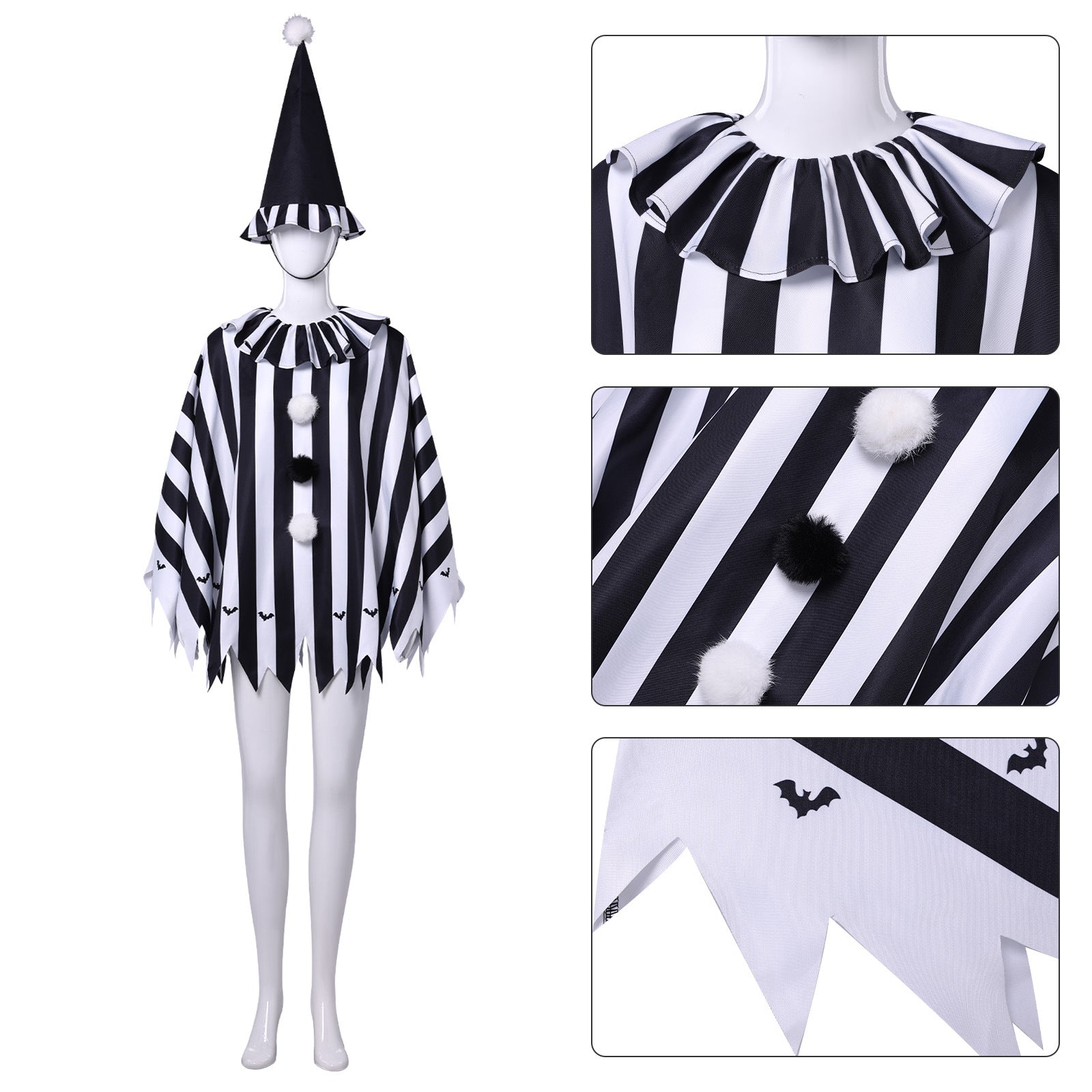 Funny Halloween Clown Cape Cosplay Costume - Quirky Circus Party Cosplay & Performance Cloak