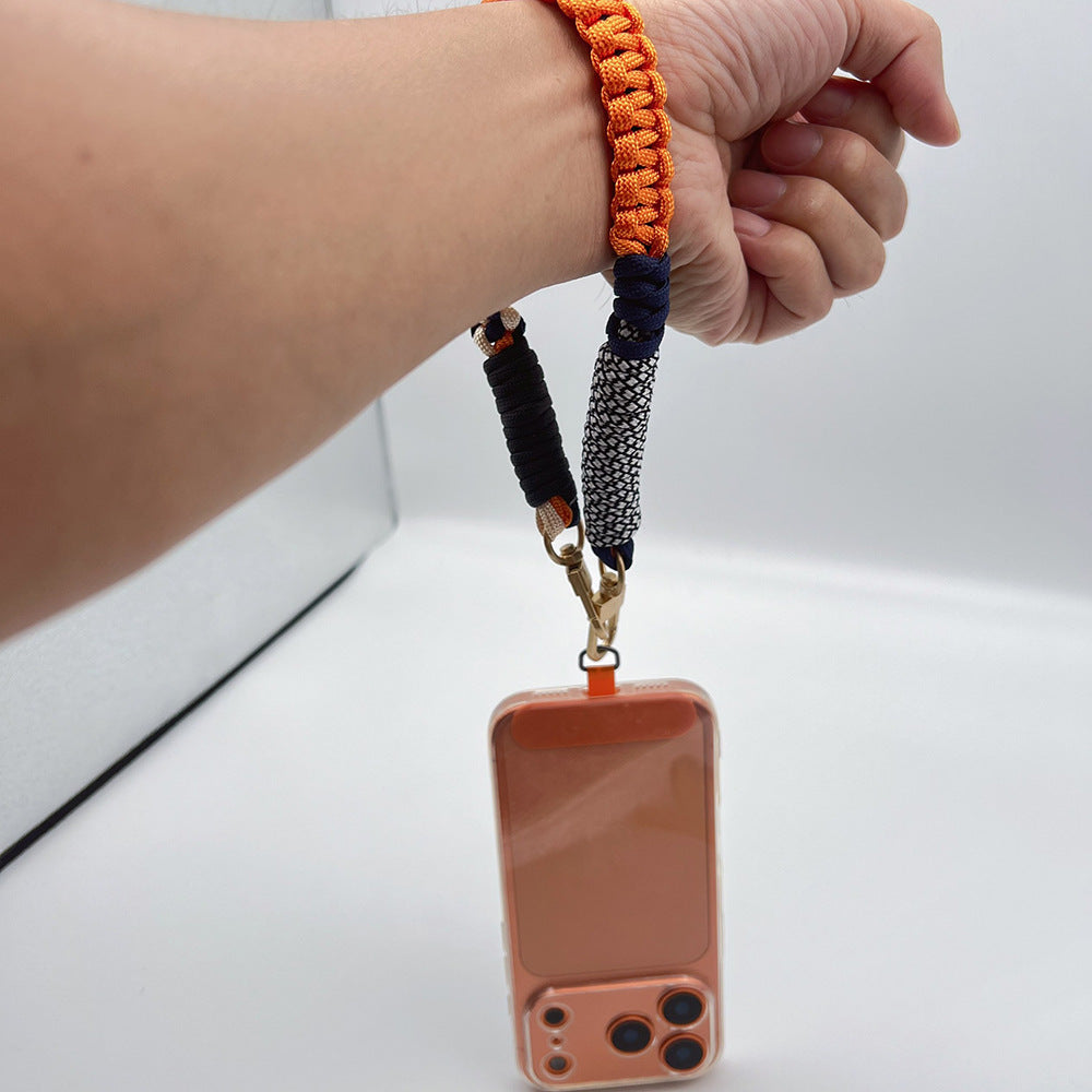 Multicolor Twisted Wrist Phone Strap with Tether Tabs – Hand Woven Wrapped Wristlet & Hand Lanyard